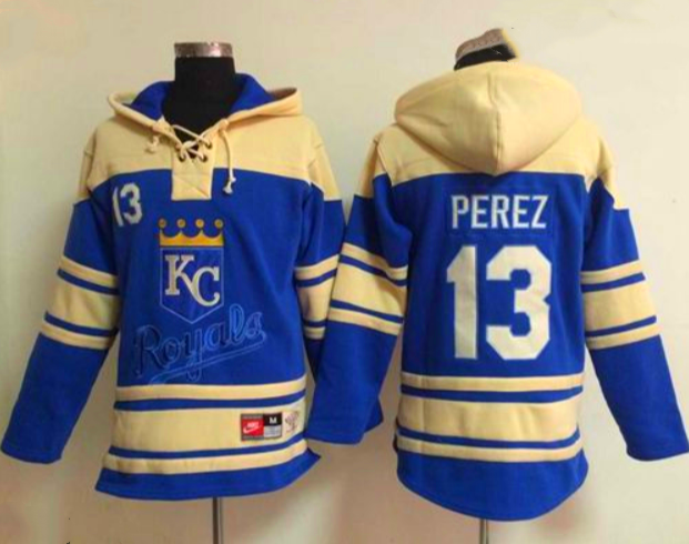 Men's Kansas City Royals #13 Salvador Perez Ageless Must-Have Lace-Up Pullover Hoodie Men's Kansas City Royals #13 Salvador Perez Ageless Must-Have Lace-Up Pullover Hoodie